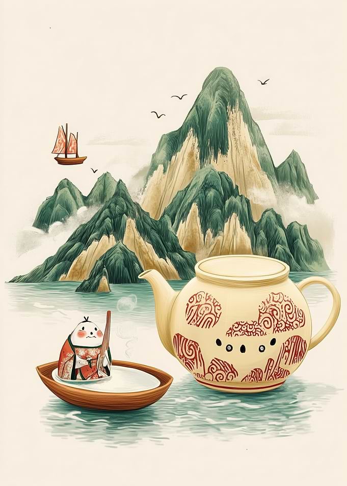 Teapot and Shiro-Nuri in Landscape