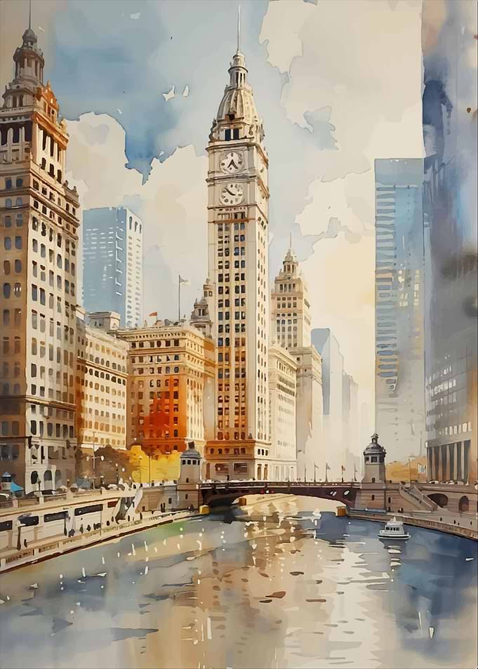 Chicago River Watercolor
