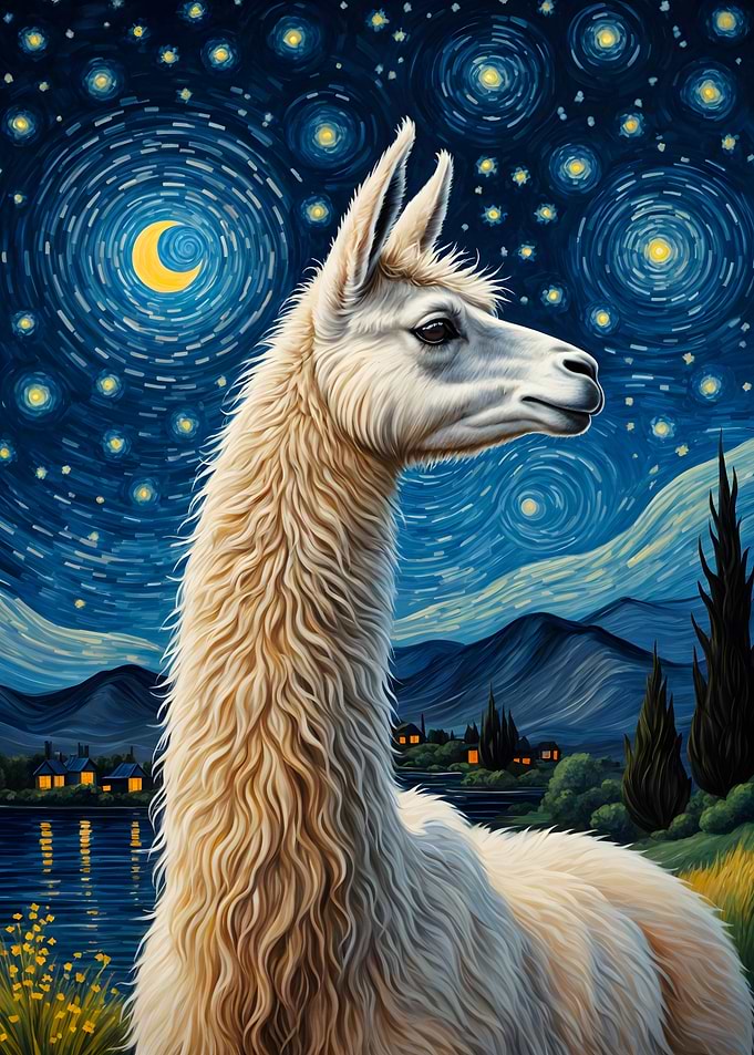 Llama Starry Night