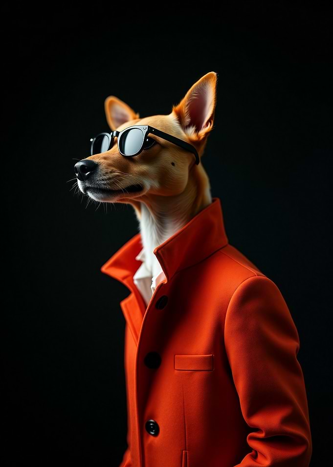 Dog in Sunglasses and Coat