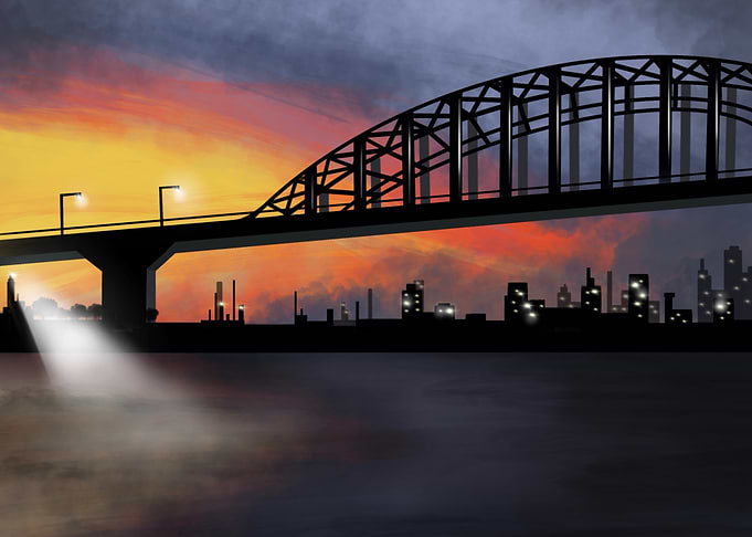 Corpus Christi Bridge Silhouette at Sunset
