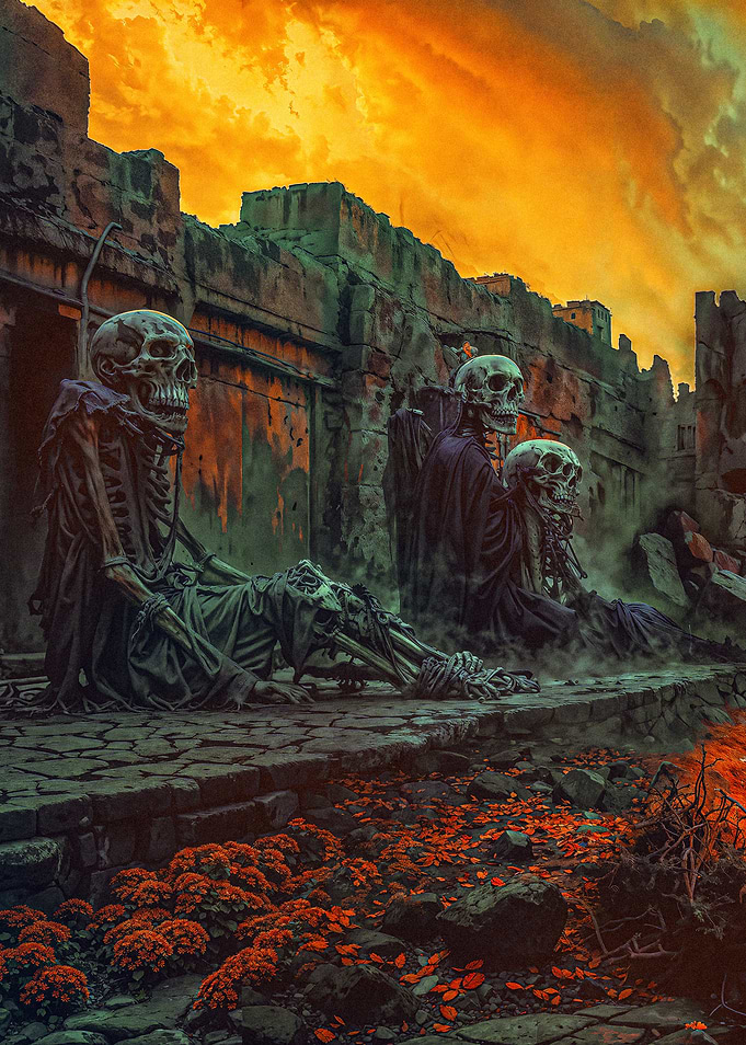 Skeletons in the lost ruins