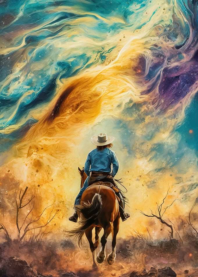 Cowboy Riding into the Unknown