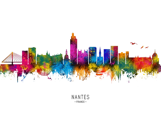 Nantes Skyline Watercolor