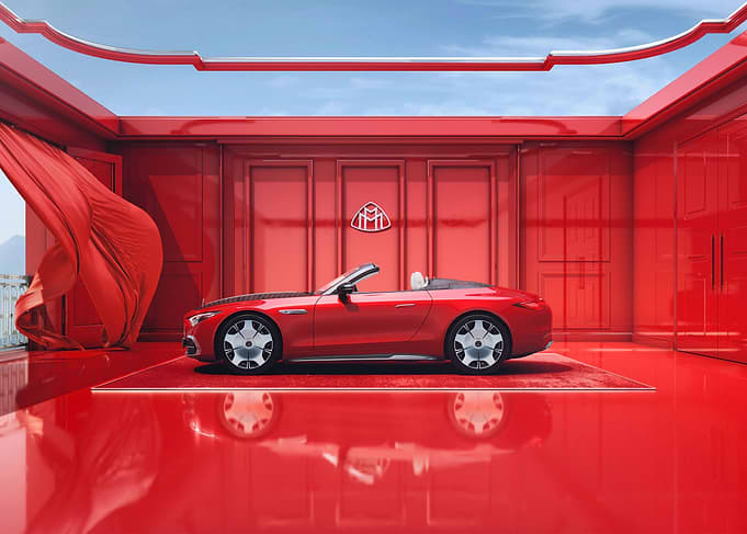 Red Convertible in Garage
