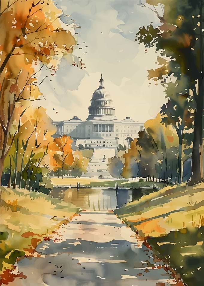 Capitol Building Watercolo