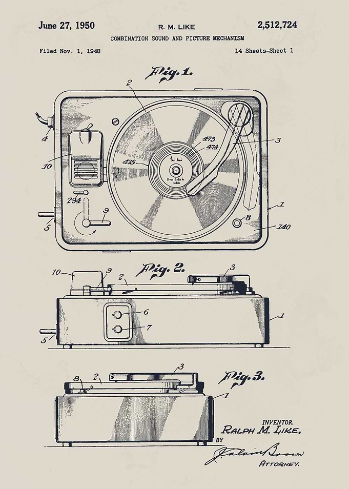 Vintage Record Player Patent