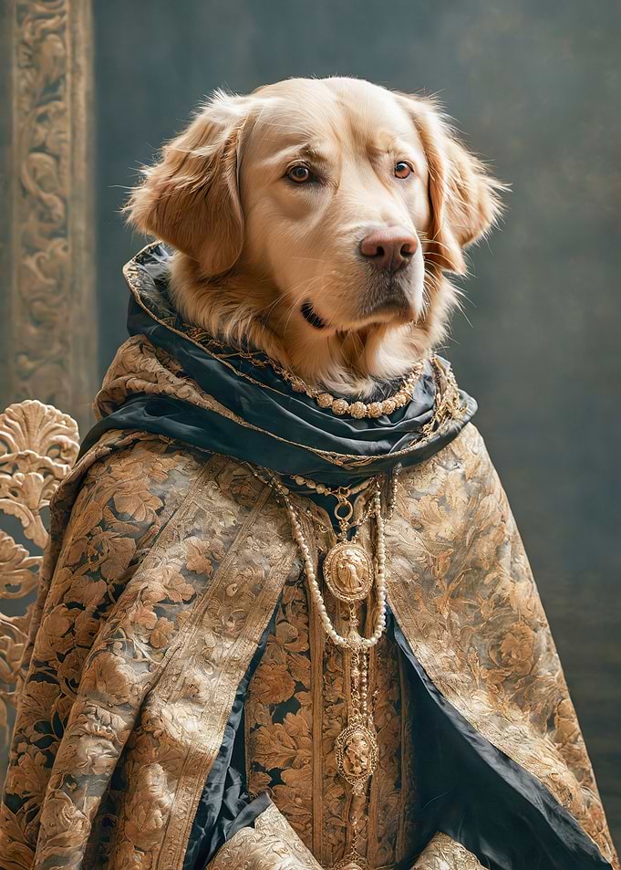 Golden Retriever in Royal Attire