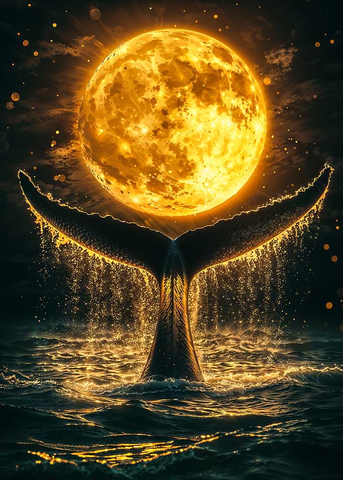 Whale Tail and Full Moon