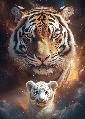 Tiger and Cub in Space