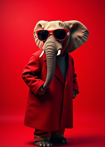Elephant in Red Coat