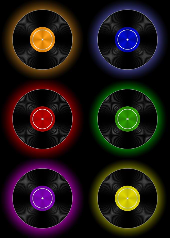 Colorful Vinyl Records Display
