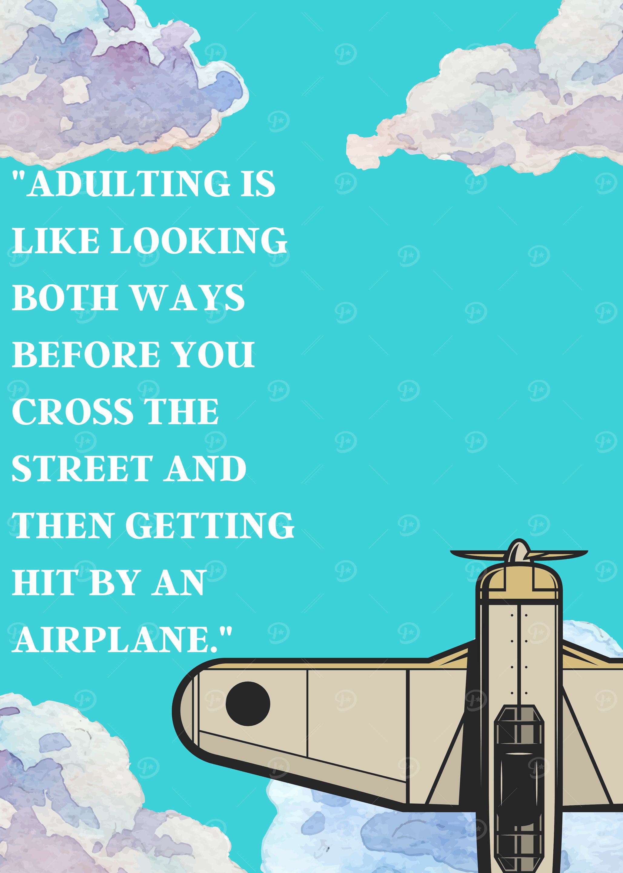 Funny Adulting Quote with Airplane
