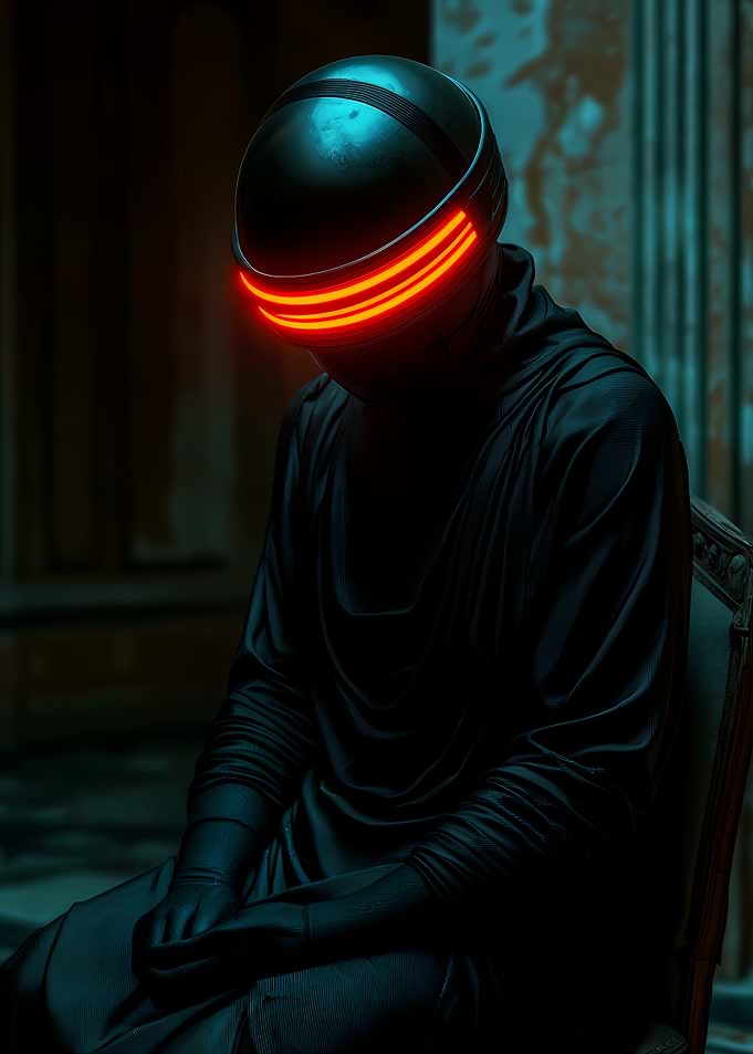 Futuristic Figure in Helmet