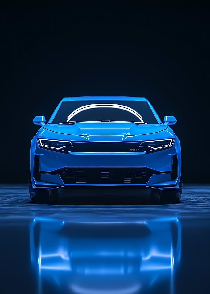 Blue Sports Car Front View