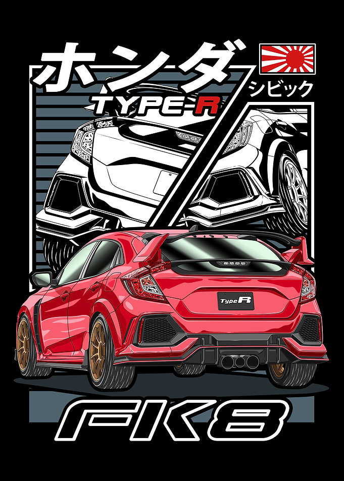 JDM Honda Civic Type R FK8 Comic Style