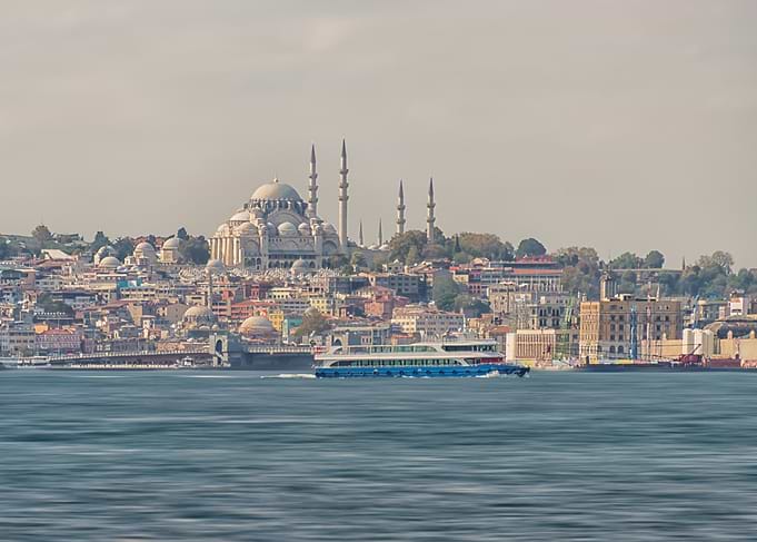 Istanbul Skyline with Ferry