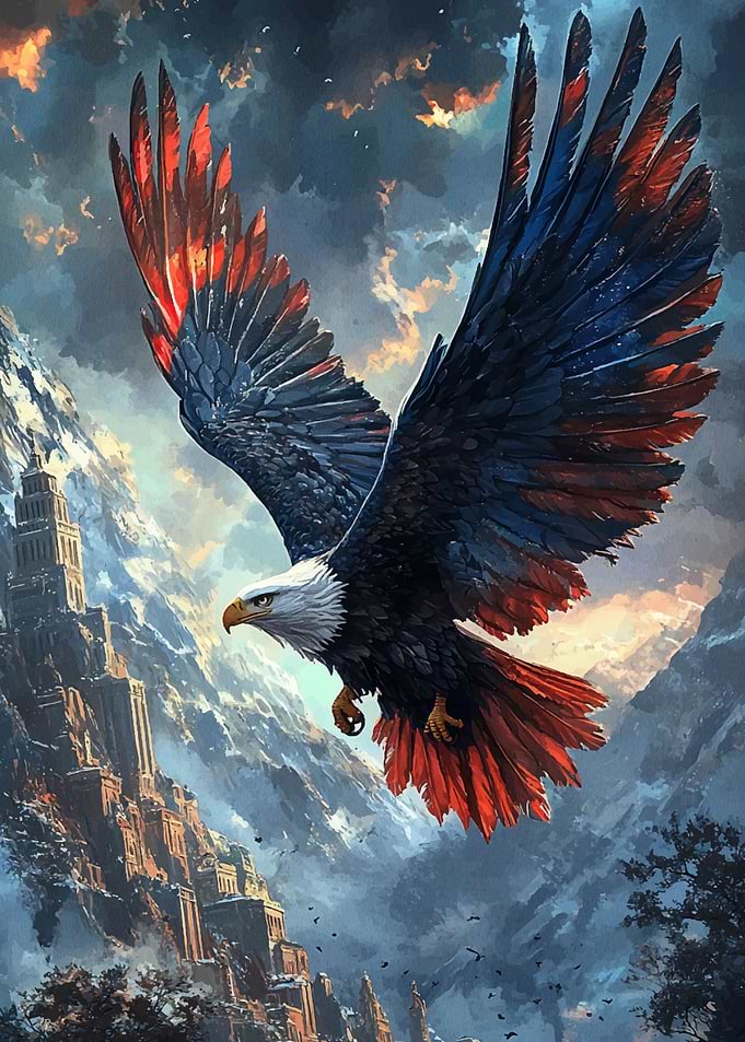 Patriotic Eagle Soaring