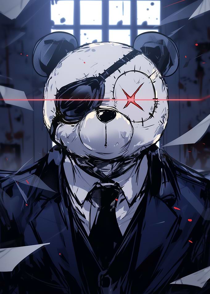 Panda in Suit with Eyepatch