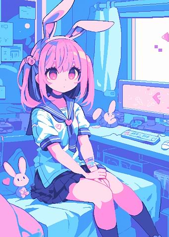 Anime Girl in Bunny Ears