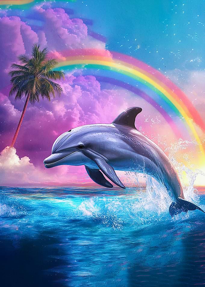 Dolphin Jumping Rainbow