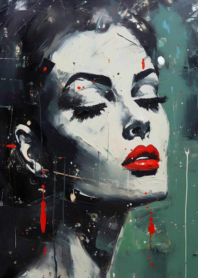 Woman with Red Lips