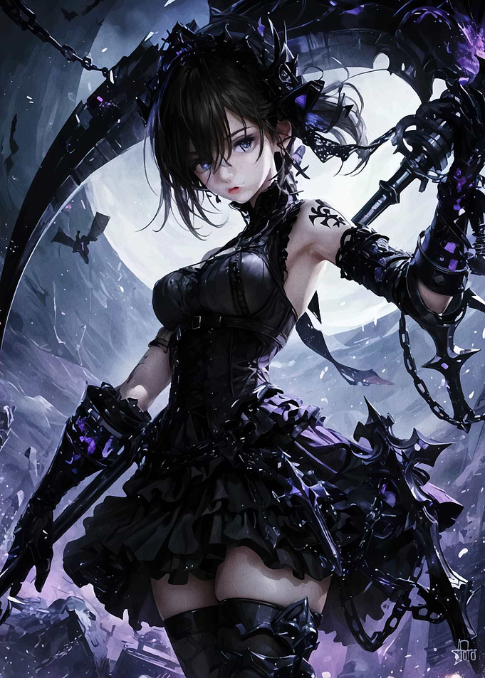 Dark Anime Girl with Scythe