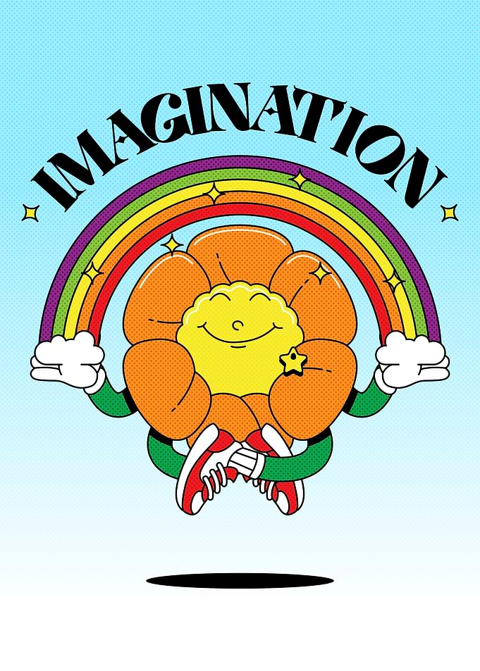 Rainbow Flower Imagination Motivation Quote
