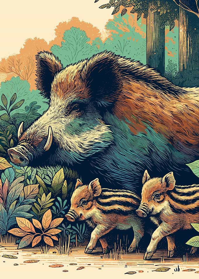 Wild Boar Family