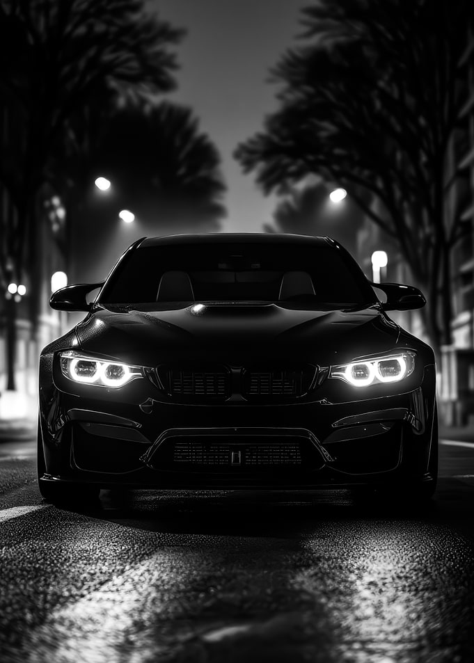 Black BMW M3 at Night