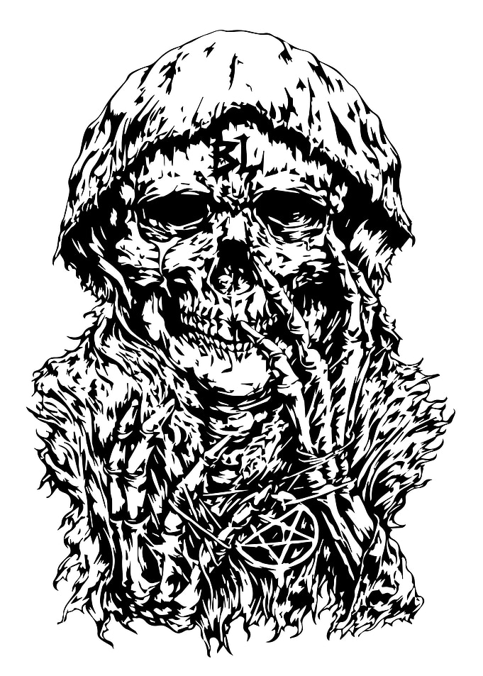 Grim Reaper Skull Illustration