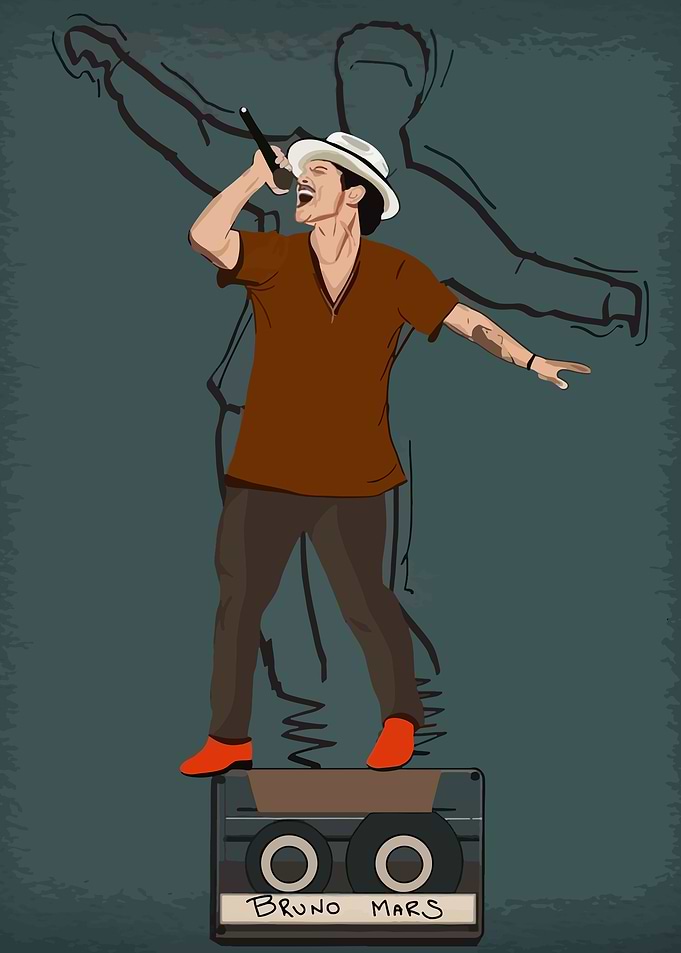 Bruno Mars Cassette Tape Art