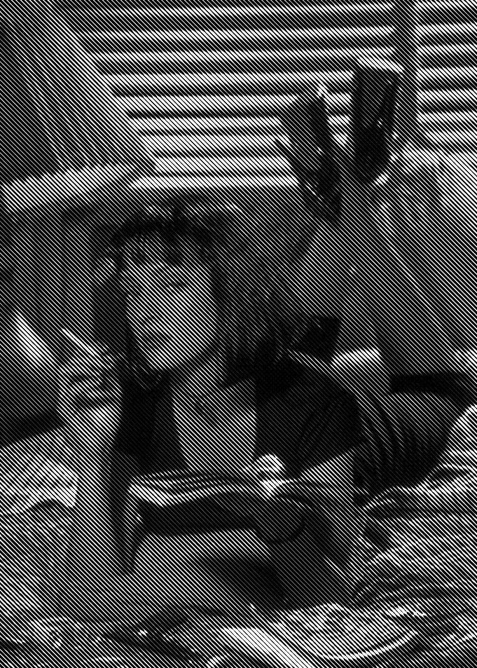 Woman Smoking in Halftone