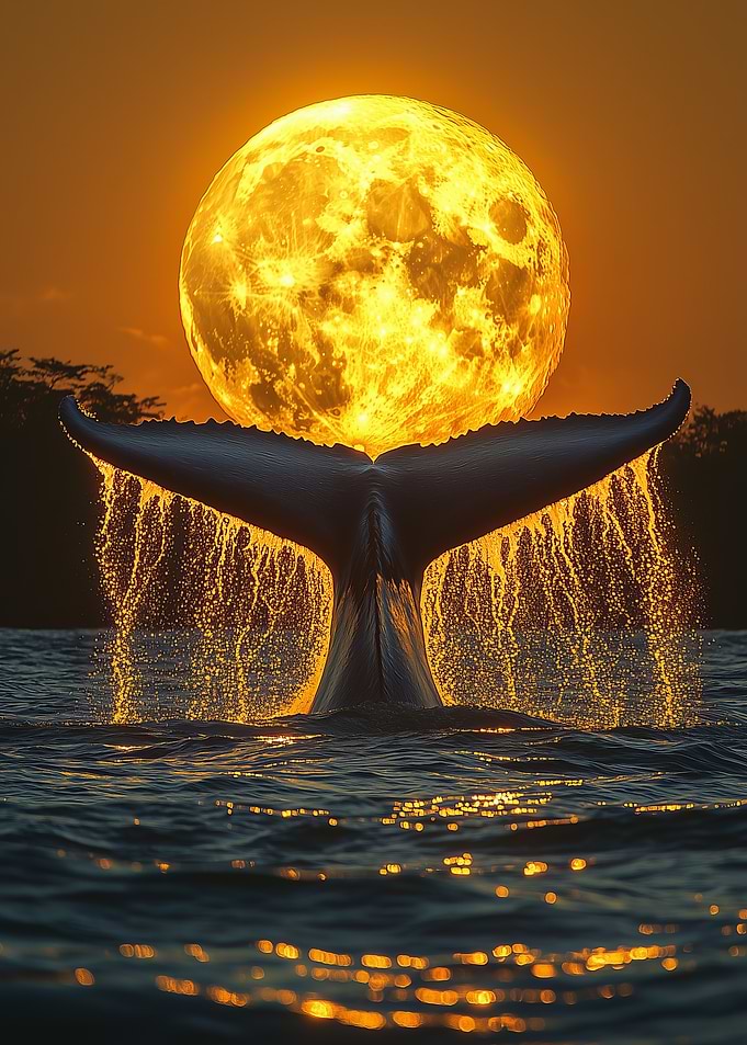 Blue Whale Tail Moon Humpback Whale
