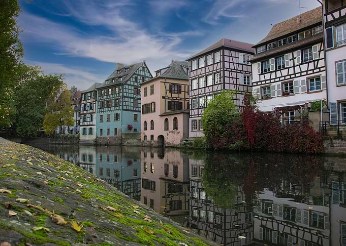 Canalside Houses near the Canal - Petite France - Strasbourg, Alsace, France