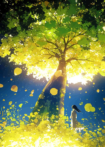 Girl Under a Golden Tree
