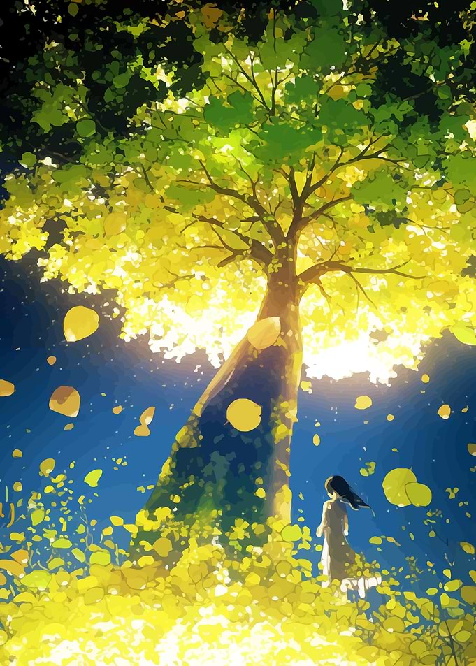 Girl Under a Golden Tree