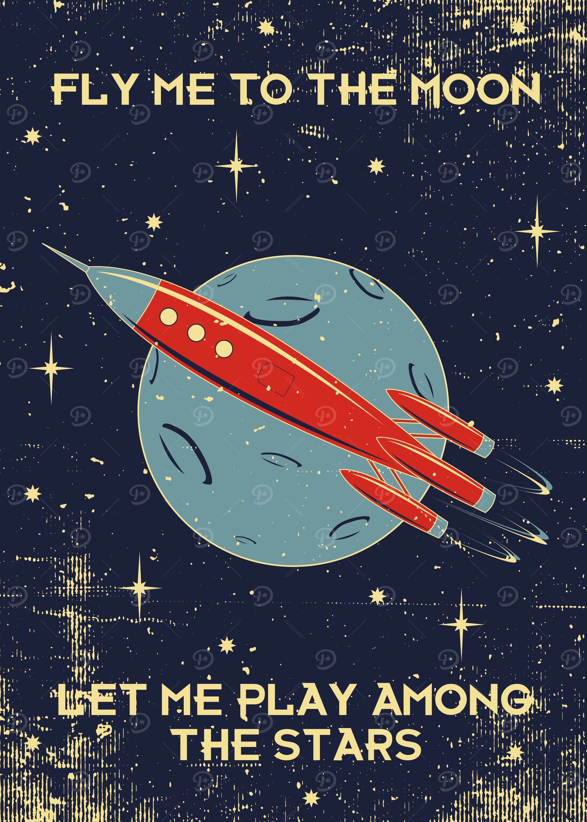 Fly Me To The Moon | Vintage Rocket