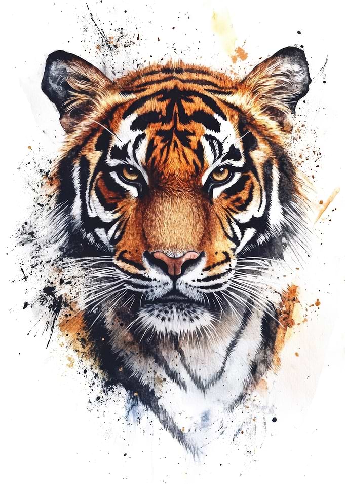 Tiger Watercolor Portrait