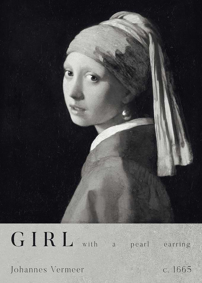 Girl with a Pearl Earring (Monochromatic Poster Version)