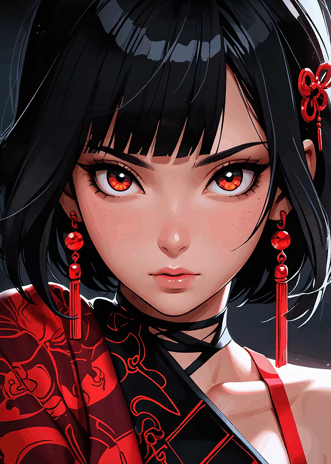 Anime Girl with Red Eyes