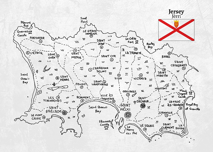 Handdrawn Map of Jersey.