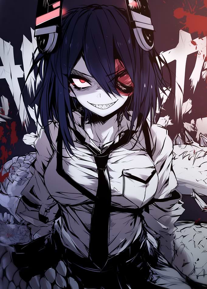 Anime Girl with Red Eye