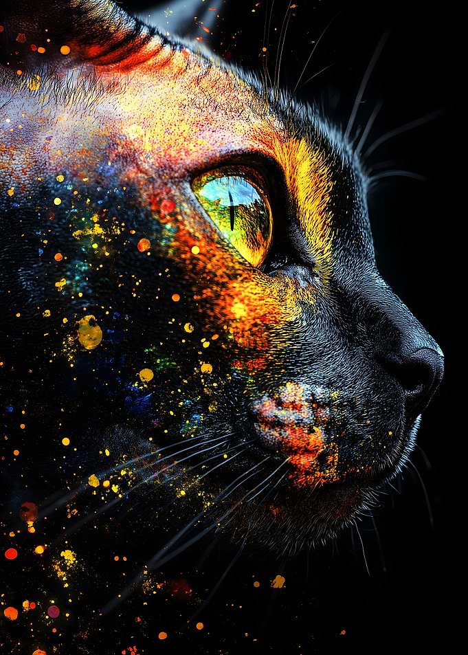 Sphynx Cat Eye with Colorful Splashes