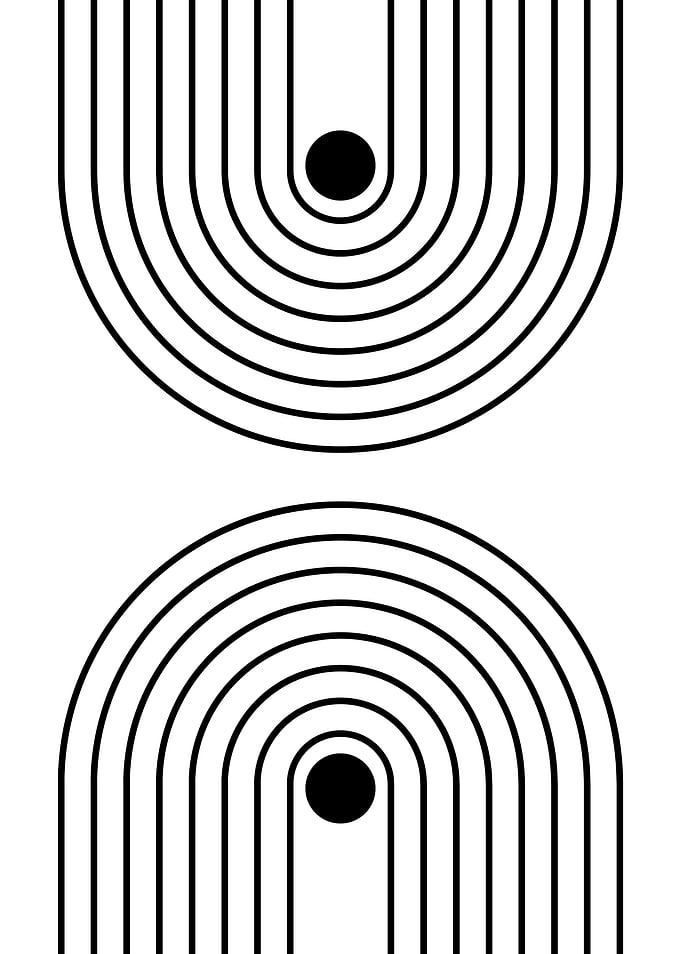 Abstract Black and White Arcs