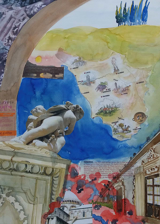 Tuscany Collage Watercolor