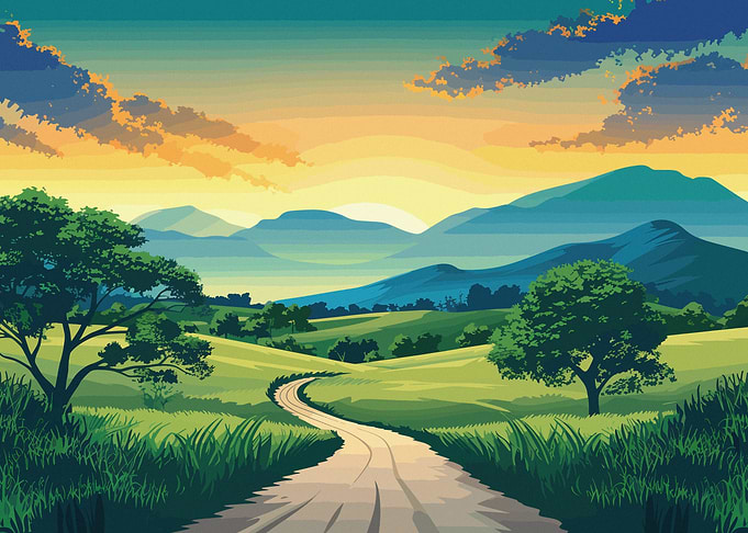 Winding Road Through Hills