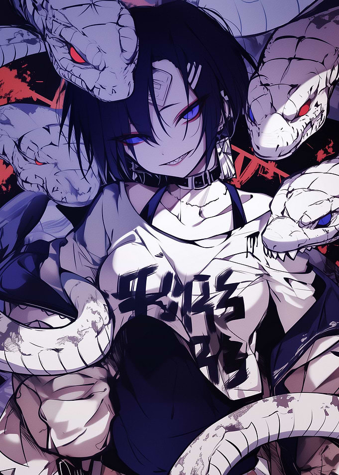 Anime Girl with Snakes