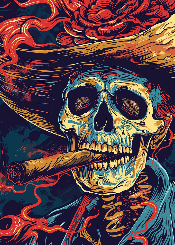 Cigar Smoking Skeleton