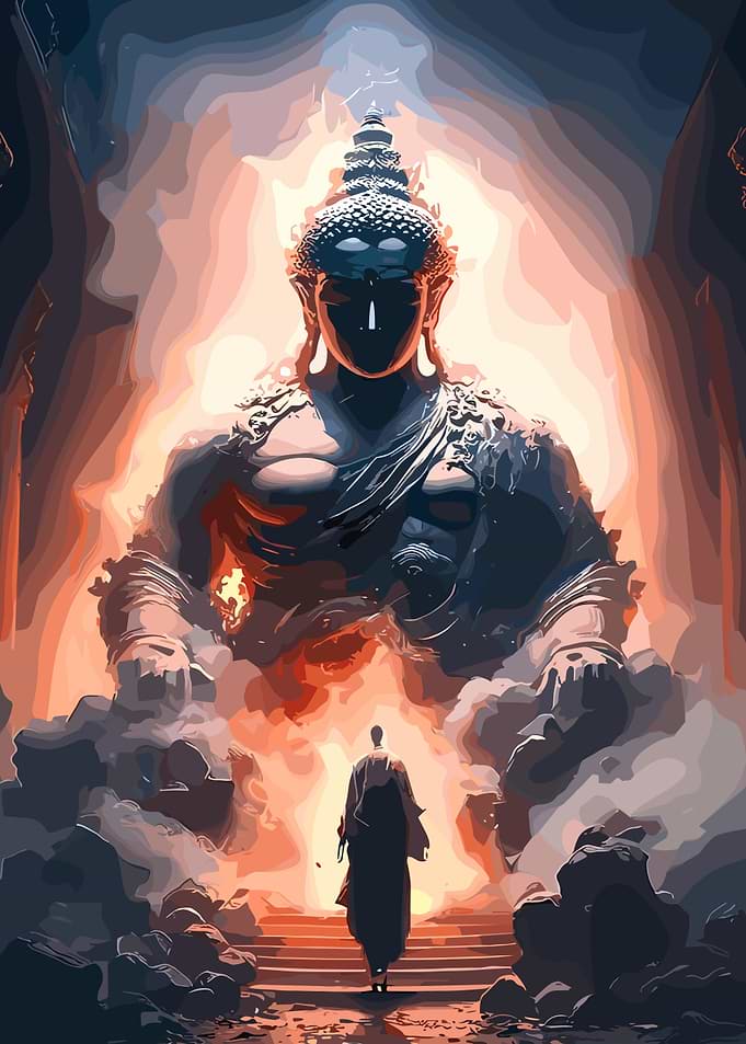 Buddha Statue and Monk